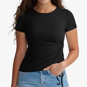 Black Ruched Side Women’s Top